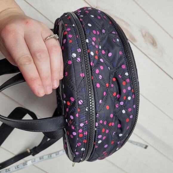 Kate Spade Karissa large nylon quilted backpack polka dot black festive - Picture 7 of 13